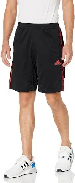 adidas Men's Size Designed 2 Move 3-Stripes Primeblue Shorts, Black/Scarlet, 4X-Large/Tall